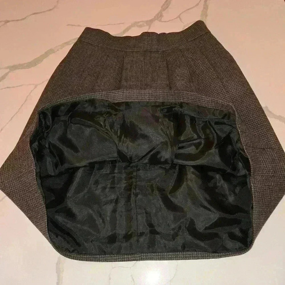 VTG Ysasu Paris Womens Wool Pleated Midi Skirt Brown Taupe Size Medium - Picture 5 of 8